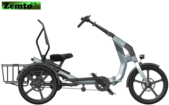 Preview: Elektro Dreirad Zemto-CHILL , 48V, 644 WH, 80 NM Grau-blau